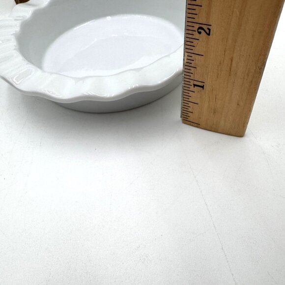 Mini White Ceramic Pie Dish By Fiddle + Fern 5" Diameter Dishwasher & Microwave - Picture 7 of 7
